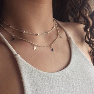 CAIRO | Moon & Star Layered Chain Choker Necklace